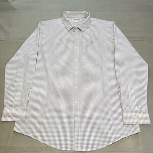 Mizzen+Main Menswear XXL Trim Fit Grid Gingnam Check Performance Dress Shirt3433